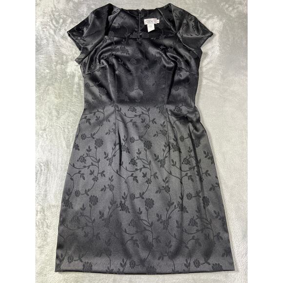 Whimsigoth Black Floral Jacquard Knee Length Dress Sz 8 Medium Gothic Cocktail - Picture 3 of 6